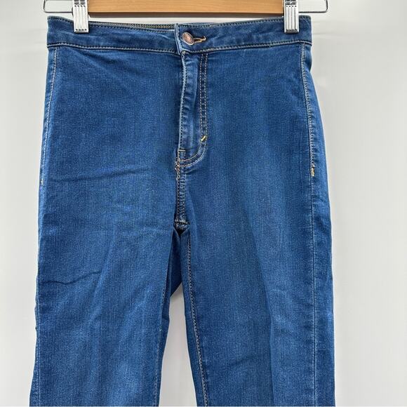 We The Free People Riley Slit High Rise Split Hem Dark Wash Skinny Jeans Size 25 - Picture 2 of 10